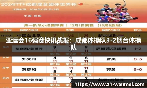 亚运会16强赛快讯战报:成都体操队3-2烟台体操队